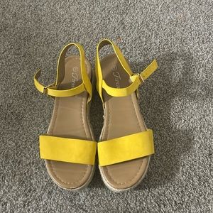 Yellow platform sandals